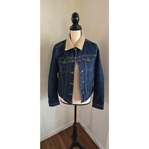 Vintage Schmidt Jean Jacket Womens Sherpa Lined Medium Outdoor Blue Insulated